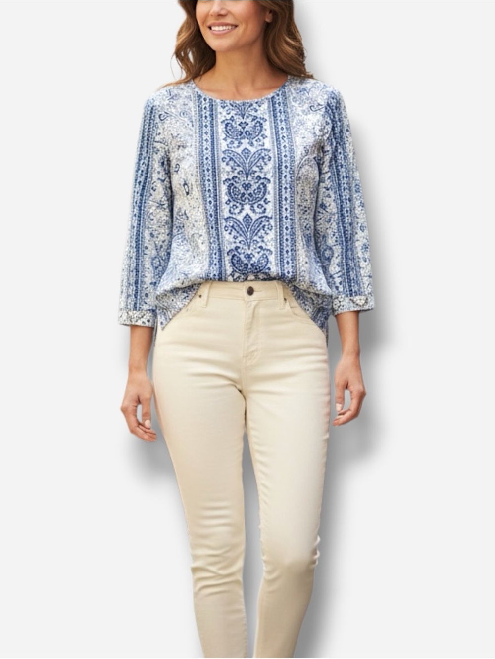 Women's Blue Paisley Print Blouse